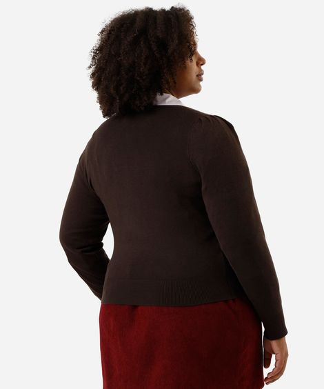 suéter feminino de tricot plus size marrom