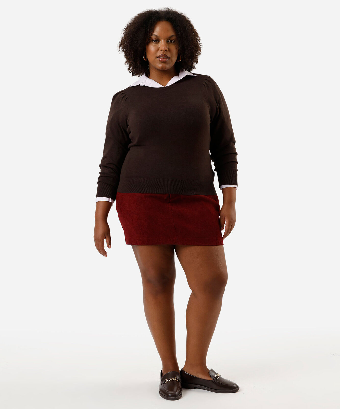 suéter feminino de tricot plus size marrom