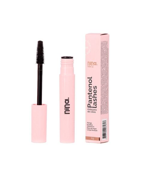 máscara nina makeup de cílios pantenol lashes alonga e define preta