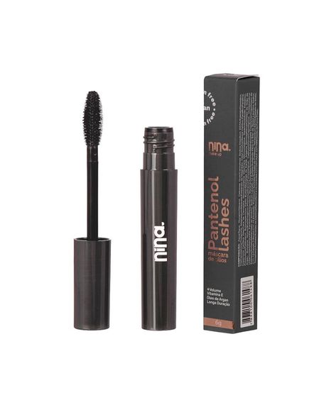máscara nina makeup de cílios pantenol lashes volume preta