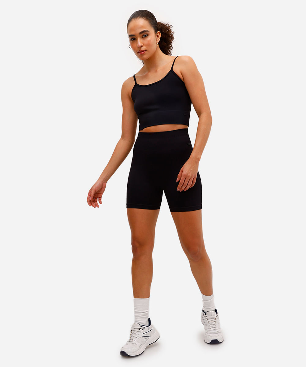 bermuda feminina esportiva ace de poliamida sem costura preta
