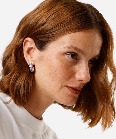 kit de 2 brincos botão e gota orgânica prata