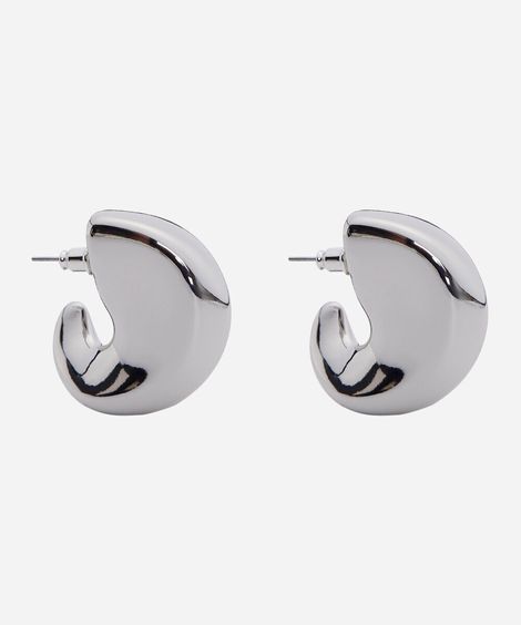 brinco argola orgânica prateado