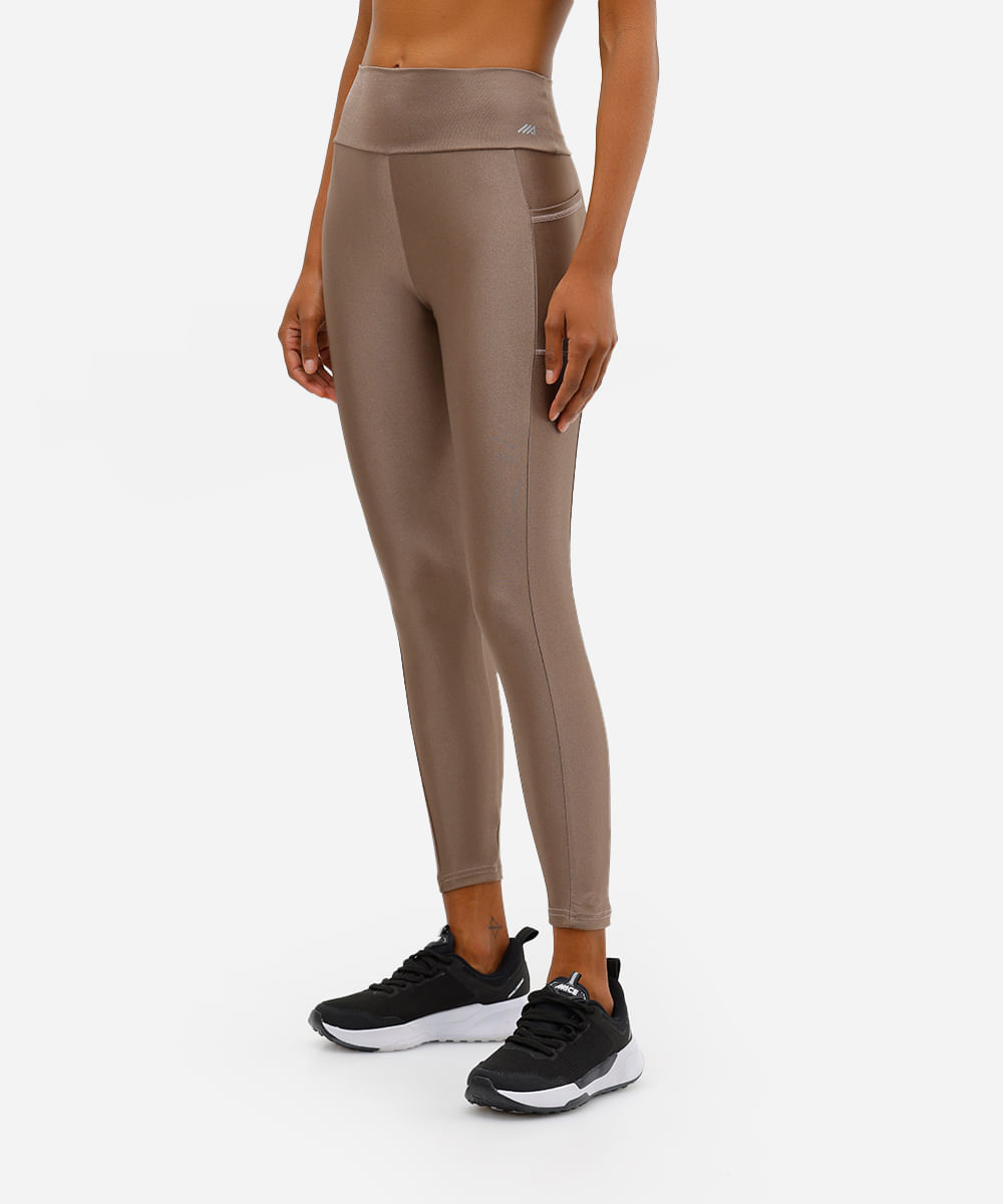calça legging cintura alta com bolso esportiva marrom