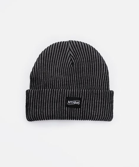 gorro de tricot canelado cinza