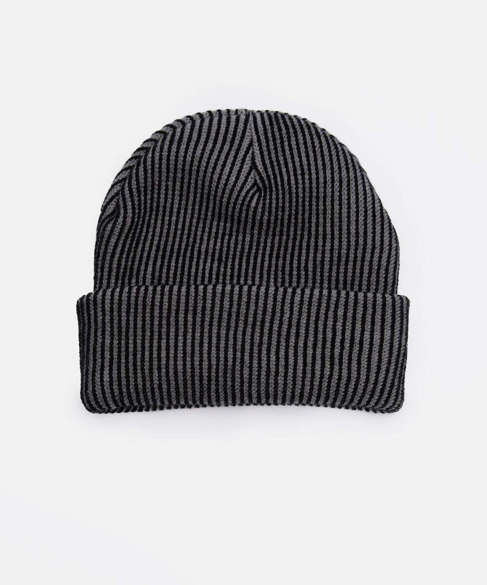 gorro de tricot canelado cinza