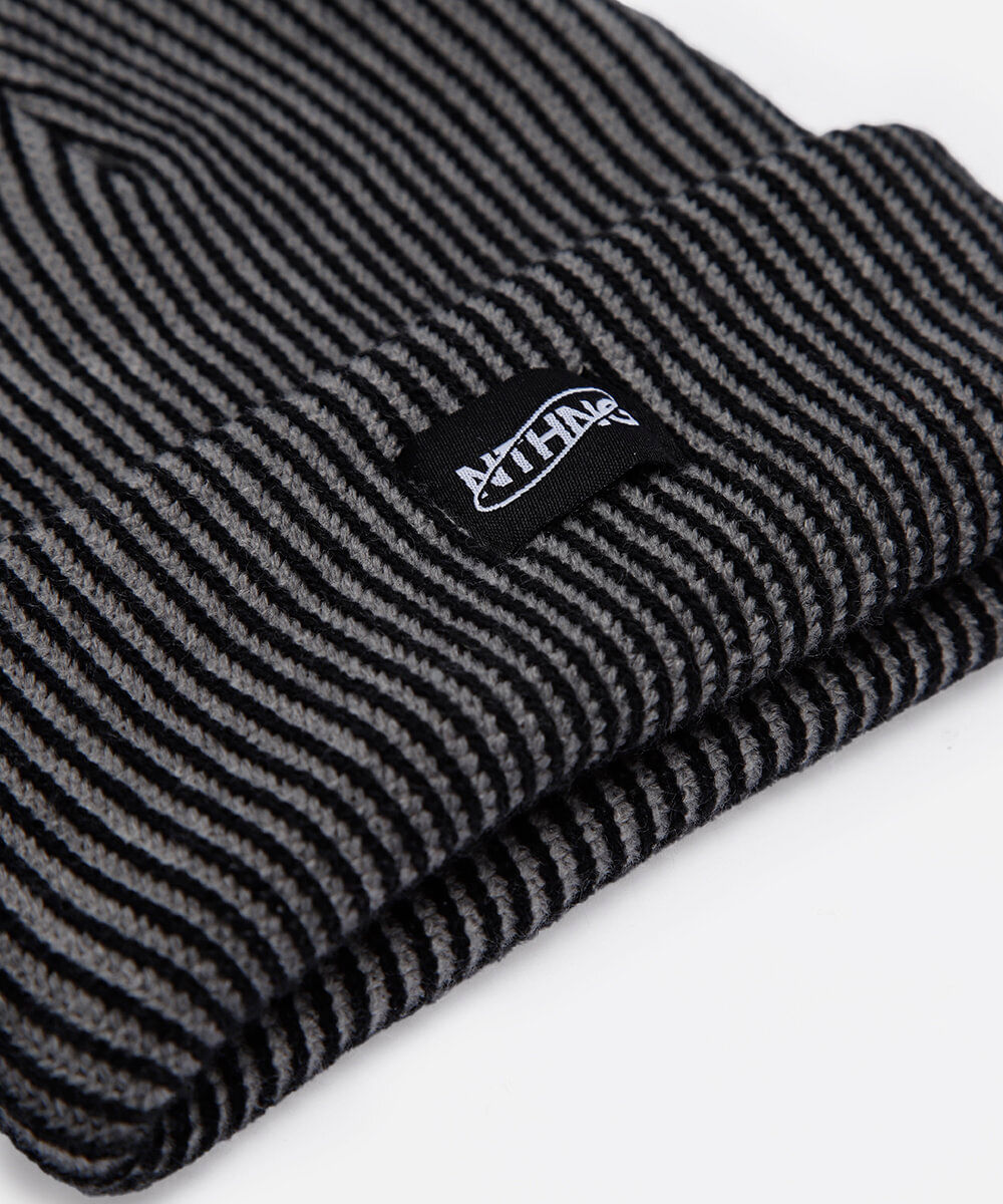 gorro de tricot canelado cinza