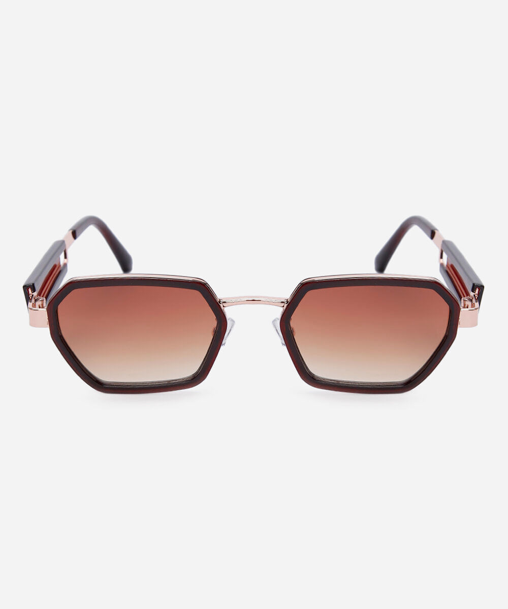 óculos de sol feminino oval de metal triton dourado