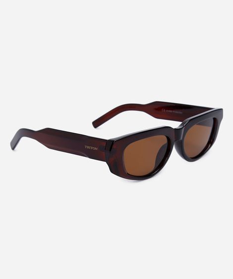 óculos de sol feminino oval de acetato triton marrom