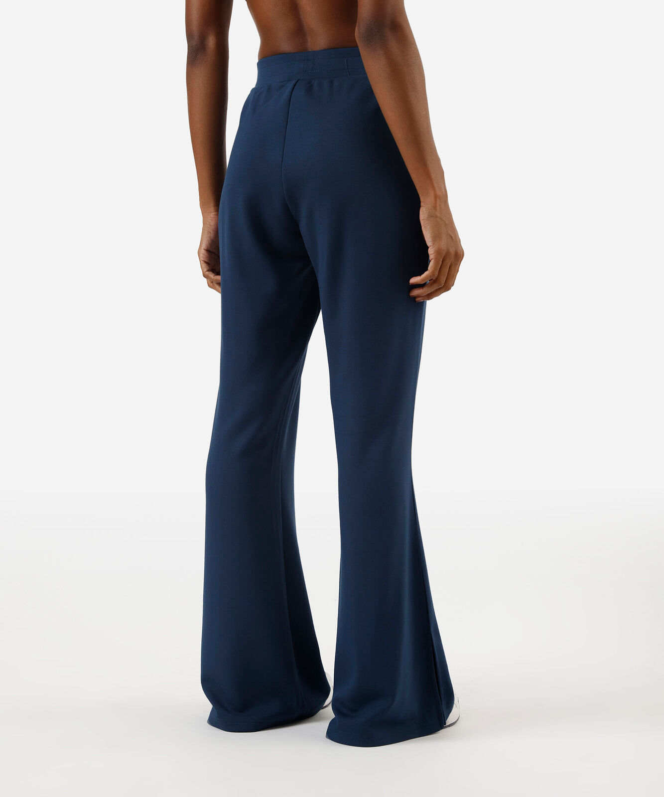 calça wide leg feminina esportiva com fenda azul