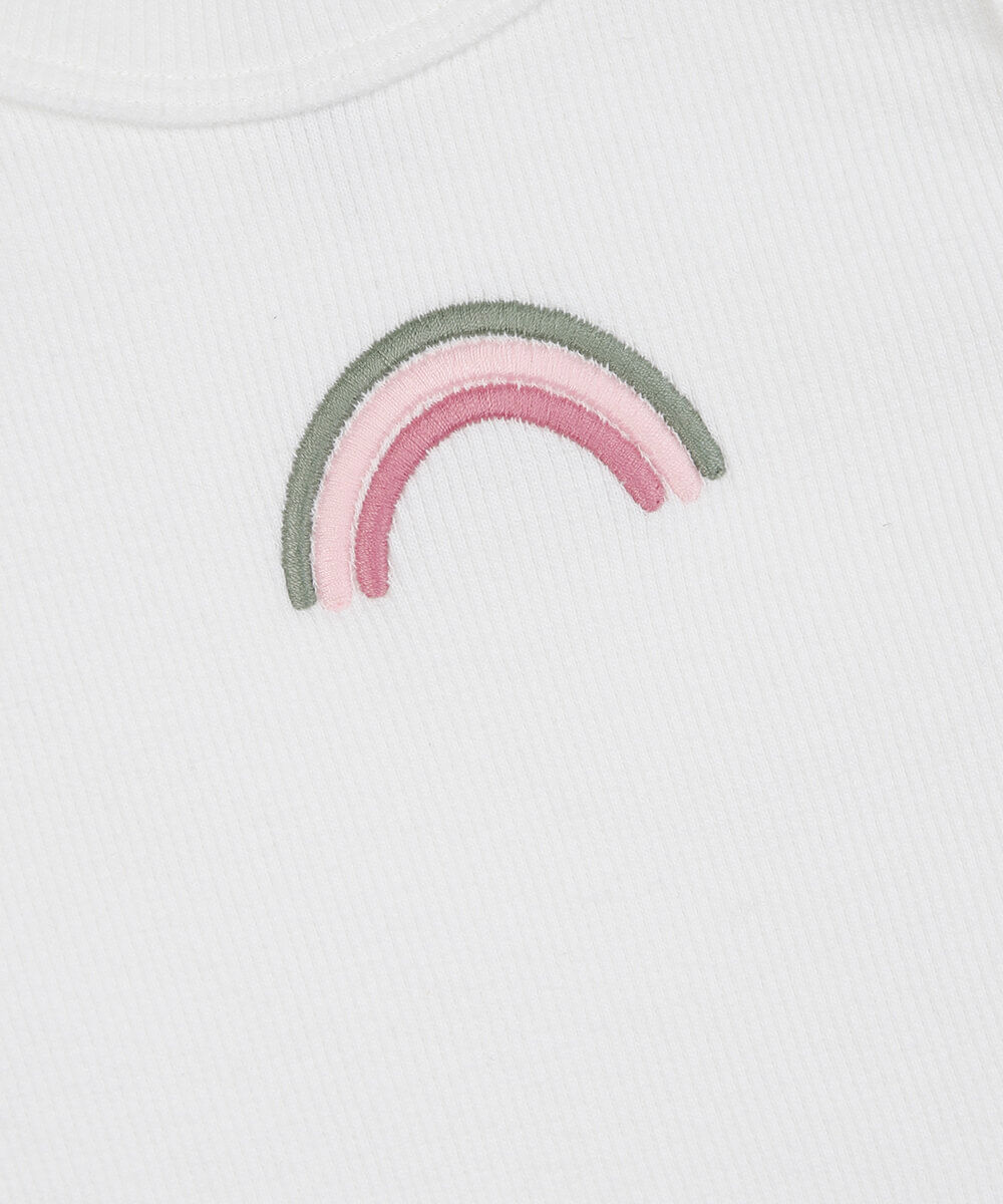 regata infantil de algodão canelada arco íris off white
