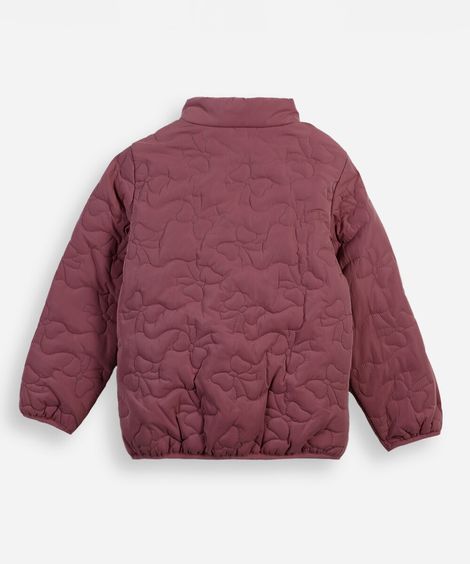jaqueta puffer infantil gola alta laço vinho
