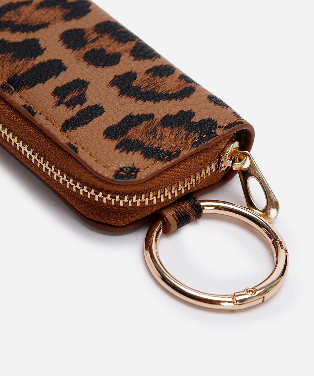 chaveiro bag charm carteira animal print - multicor