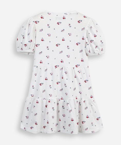 vestido infantil com algodão e recorte manga curta floral colorido