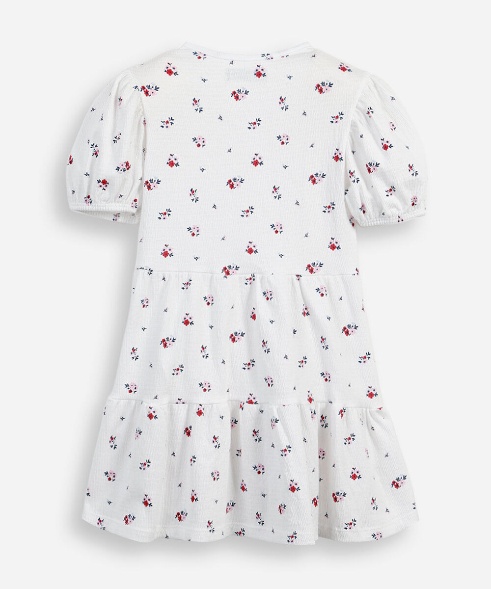 vestido infantil com algodão e recorte manga curta floral colorido