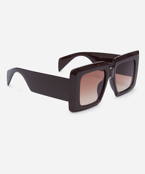 óculos de sol feminino maxi quadrado de acetato marrom