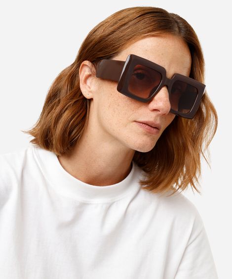 óculos de sol feminino maxi quadrado de acetato marrom