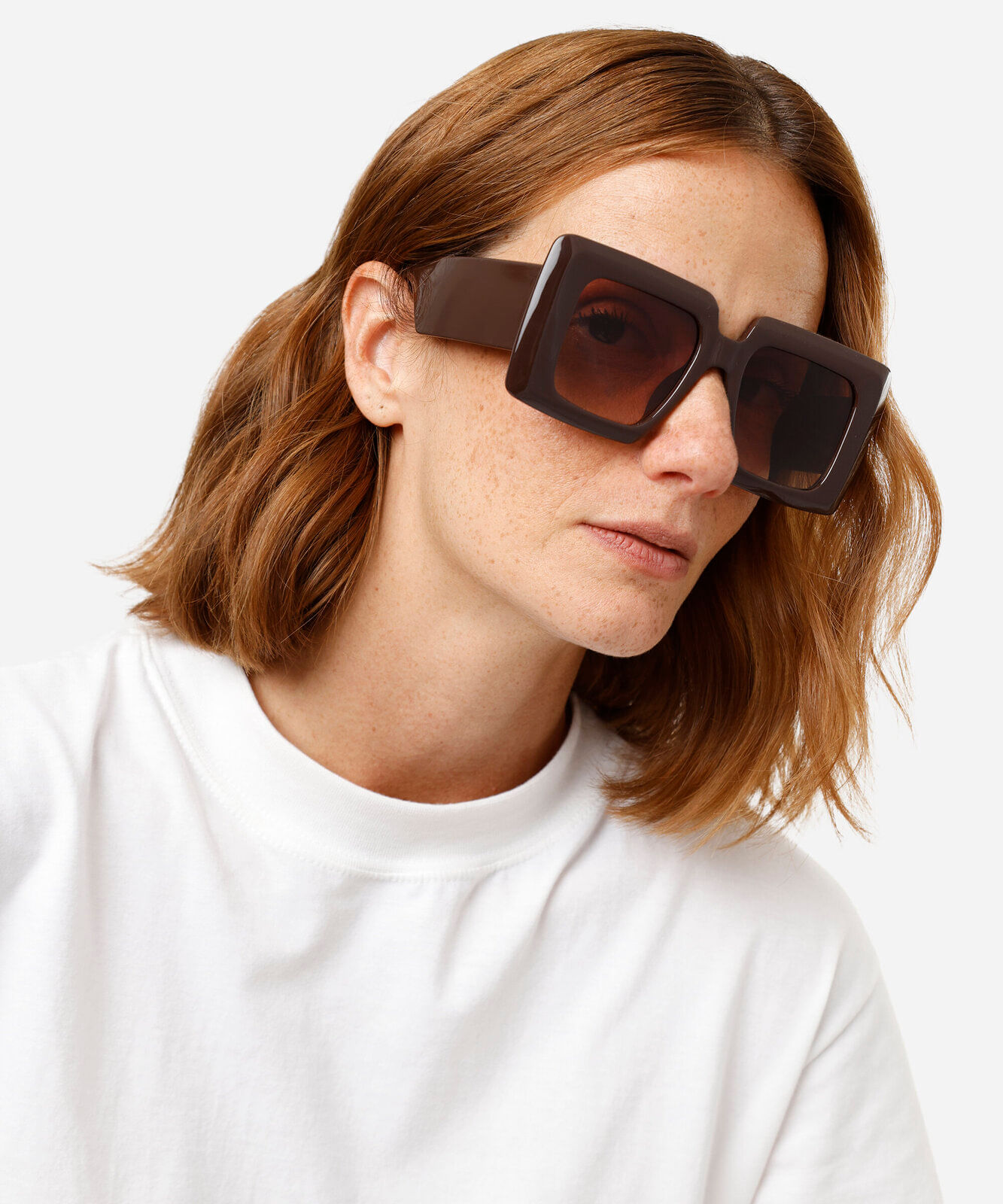 óculos de sol feminino maxi quadrado de acetato marrom