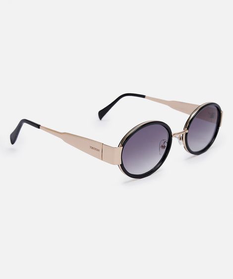 óculos de sol feminino redondo triton dourado