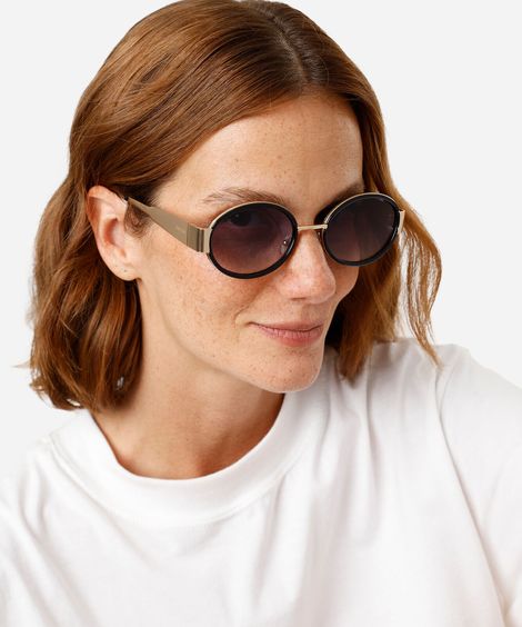 óculos de sol feminino redondo triton dourado