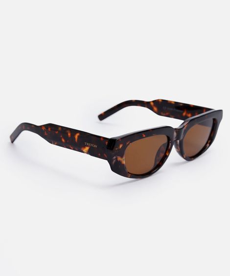 óculos de sol feminino oval de acetato tartaruga triton marrom