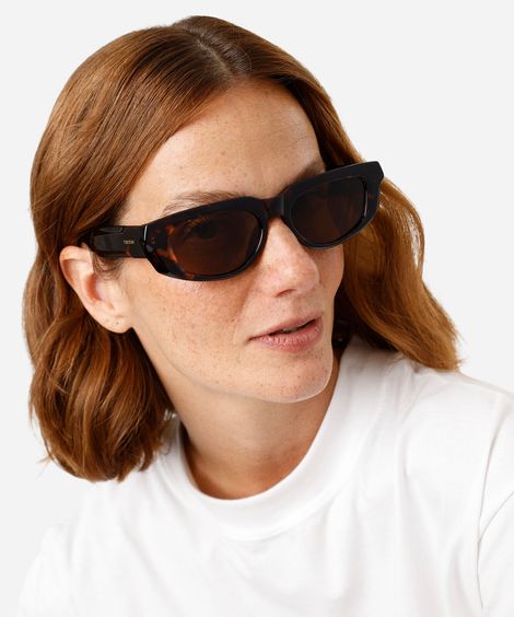 óculos de sol feminino oval de acetato tartaruga triton marrom