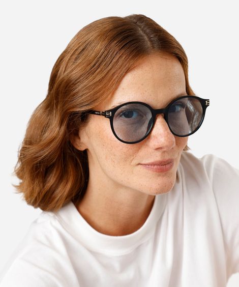 óculos de sol feminino redondo de acetato triton preto