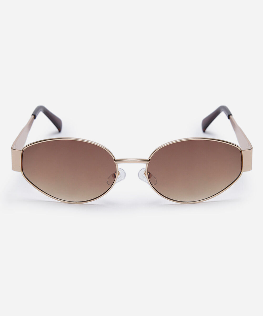 óculos de sol feminino oval de metal triton dourado