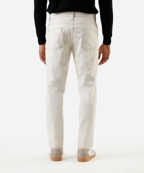 calça reta masculina de sarja com linho off white