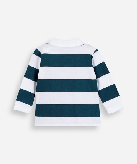 polo infantil de algodão manga longa listrada verde