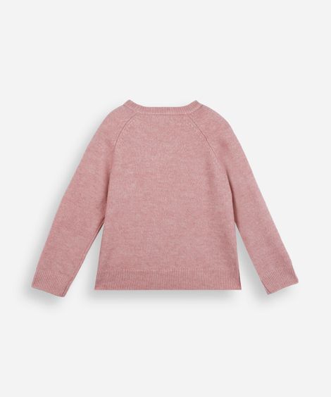 suéter infantil de tricot com brilhos rosa