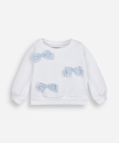 blusão infantil de moletom com laços off white