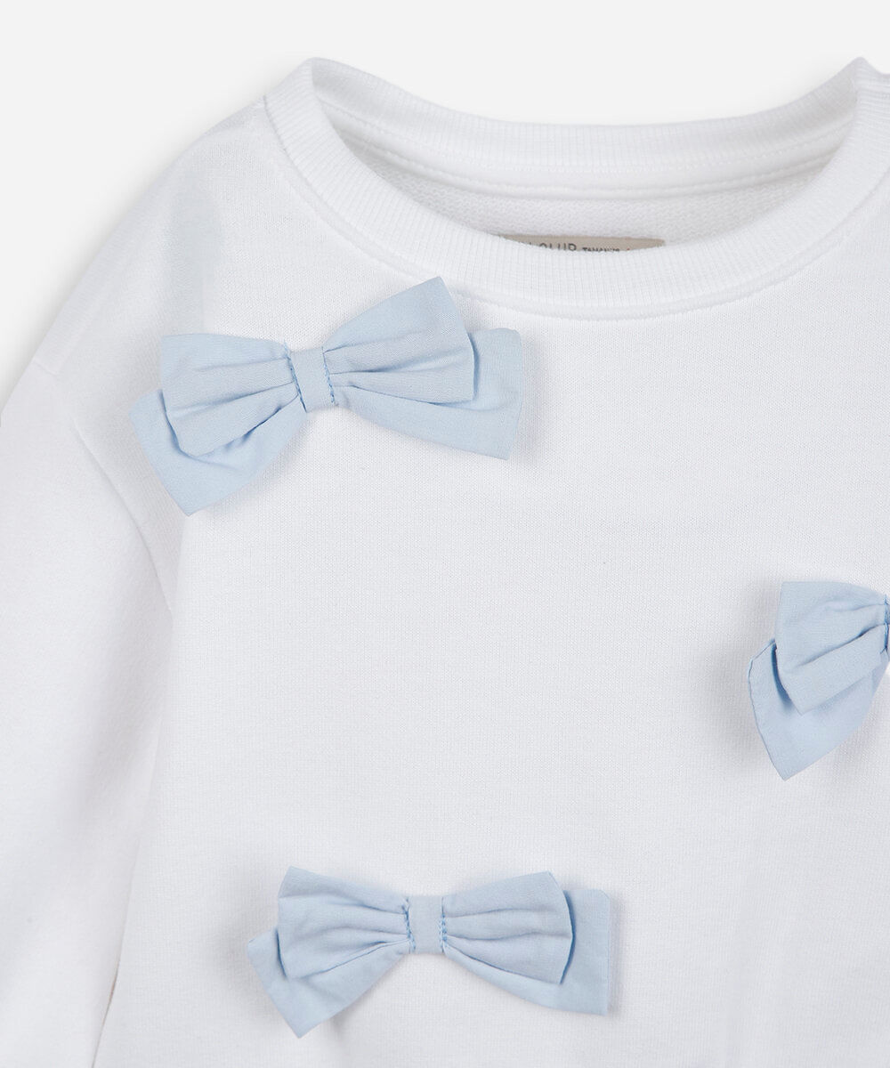 blusão infantil de moletom com laços off white