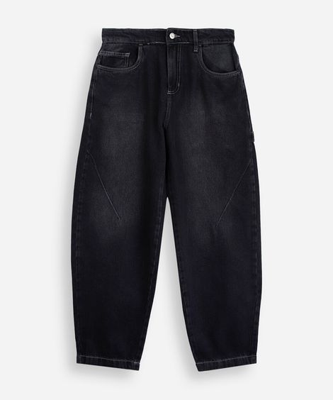 calça balloon juvenil jeans preta