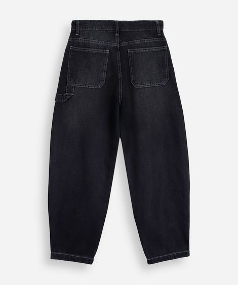 calça balloon juvenil jeans preta