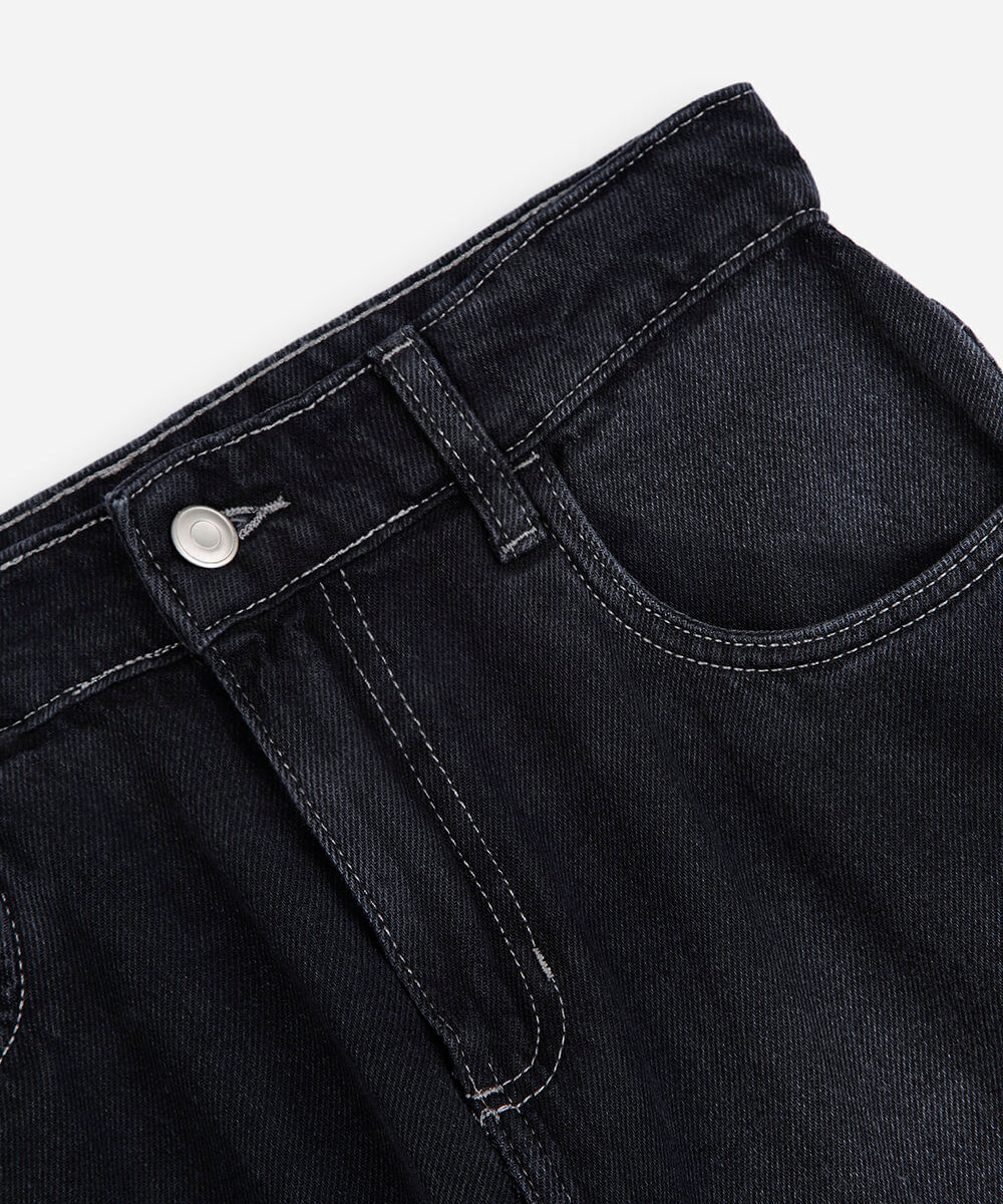 calça balloon juvenil jeans preta