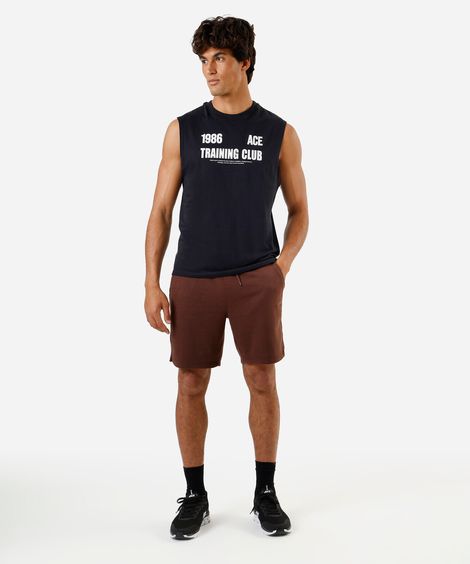 bermuda reta masculina cea sports de moletinho marrom