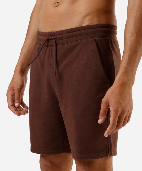 bermuda reta masculina cea sports de moletinho marrom