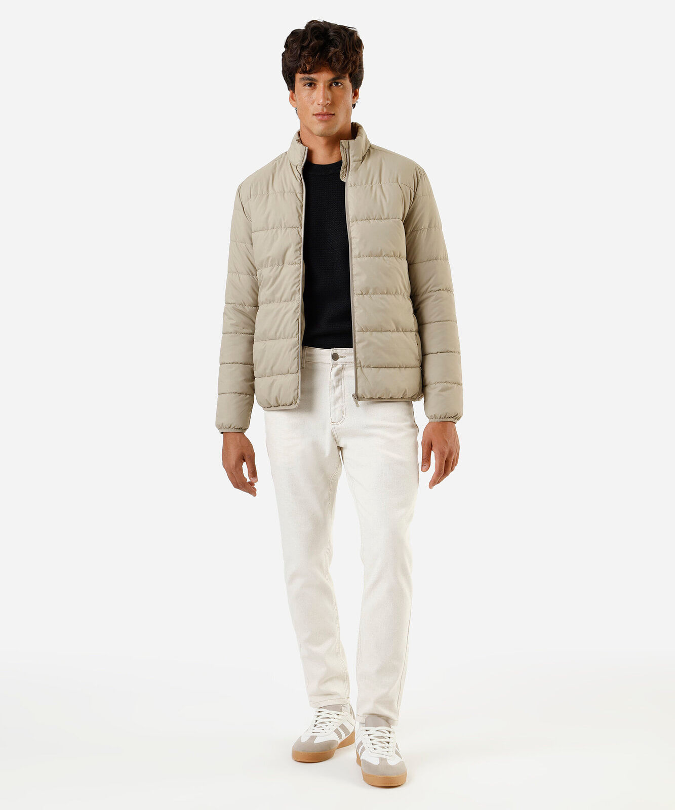jaqueta puffer masculina bege