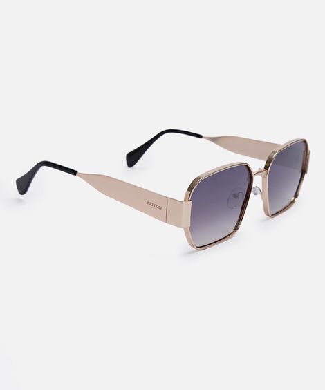 óculos de sol feminino quadrado de metal triton dourado