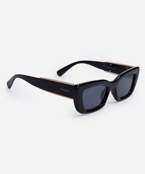 óculos de sol feminino quadrado de acetato triton preto