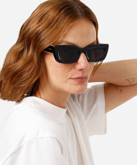 óculos de sol feminino quadrado de acetato triton preto