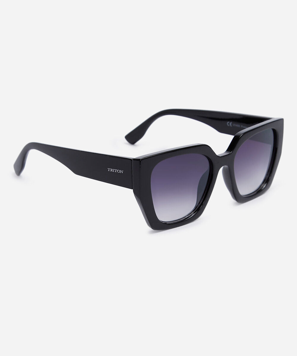 óculos de sol feminino quadrado de acetato triton preto
