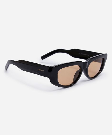 óculos de sol feminino oval de acetato triton preto