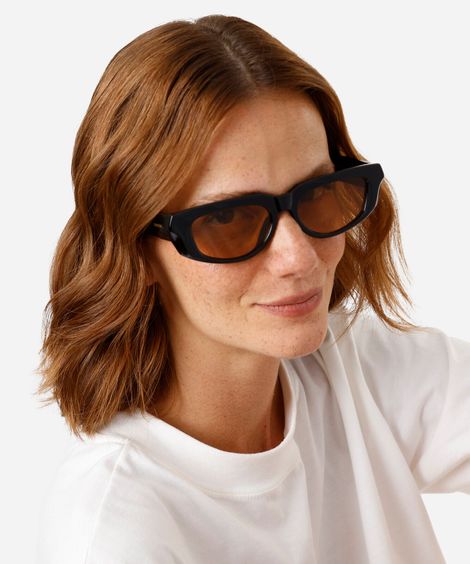 óculos de sol feminino oval de acetato triton preto