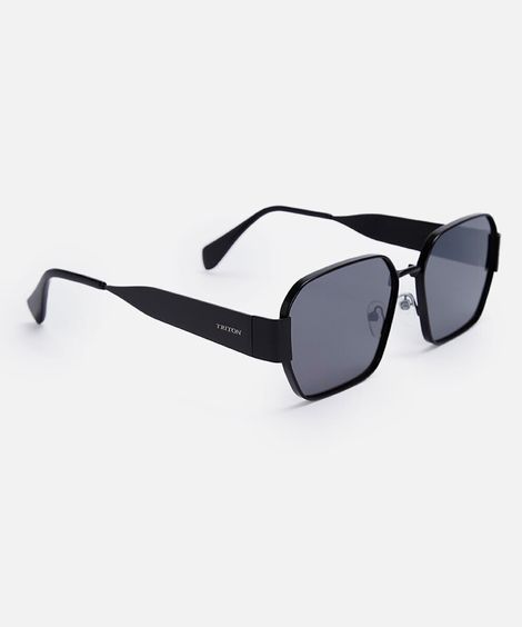 óculos de sol feminino quadrado de metal triton preto