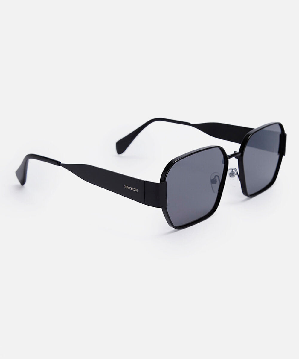 óculos de sol feminino quadrado de metal triton preto