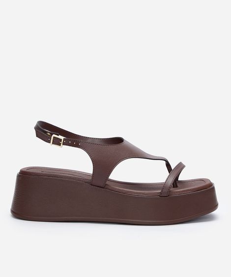 sandália flatform beira rio marrom