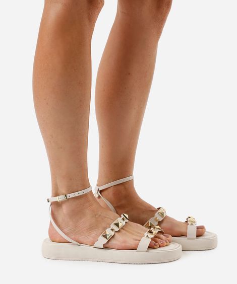rasteirinha flatform com tachas off white