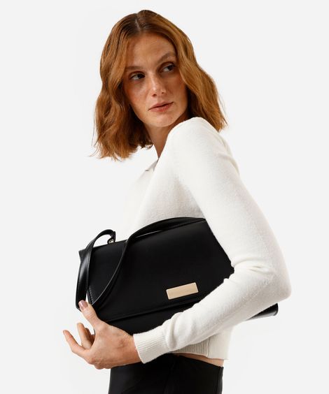 bolsa shoulder estruturada preta